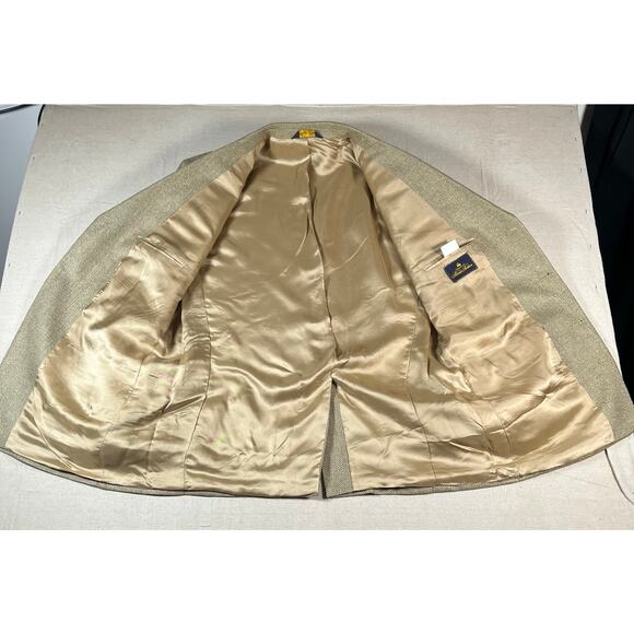 Brooks Brothers Sport Coat, Men 48R Gold Silk Wool Herringbone Academia - Picture 4 of 11